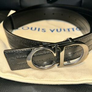 Men’s Black Christian Dior logo belt